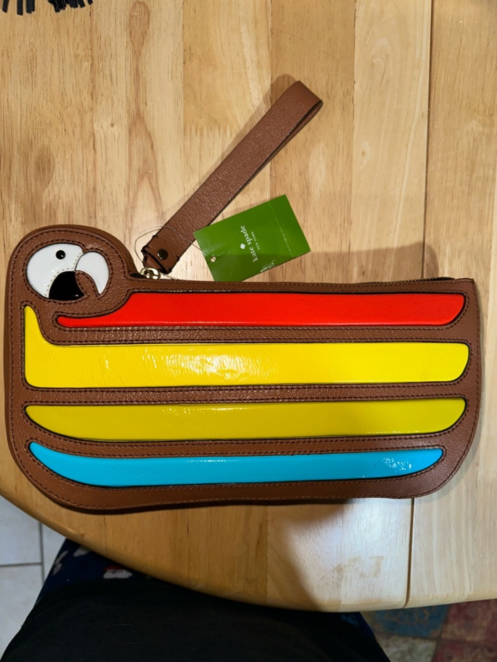 kate spade Multicolor Parrot Wristlet in Brown, Red, Yellow, Blue